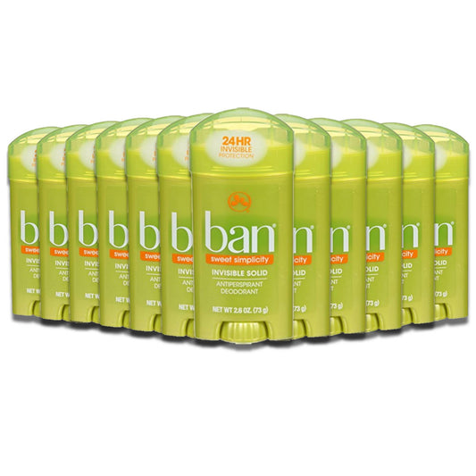 Ban Sweet Simplicity Invisible Solid Antiperspirant & Deodorant 2.6 OZ - 12 Pack