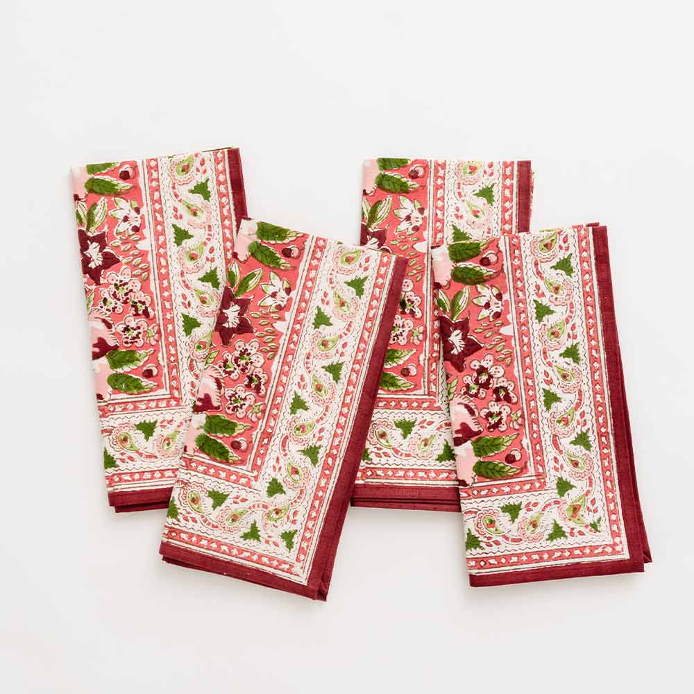 Spice Route Garnet Red Napkin-Set of 4