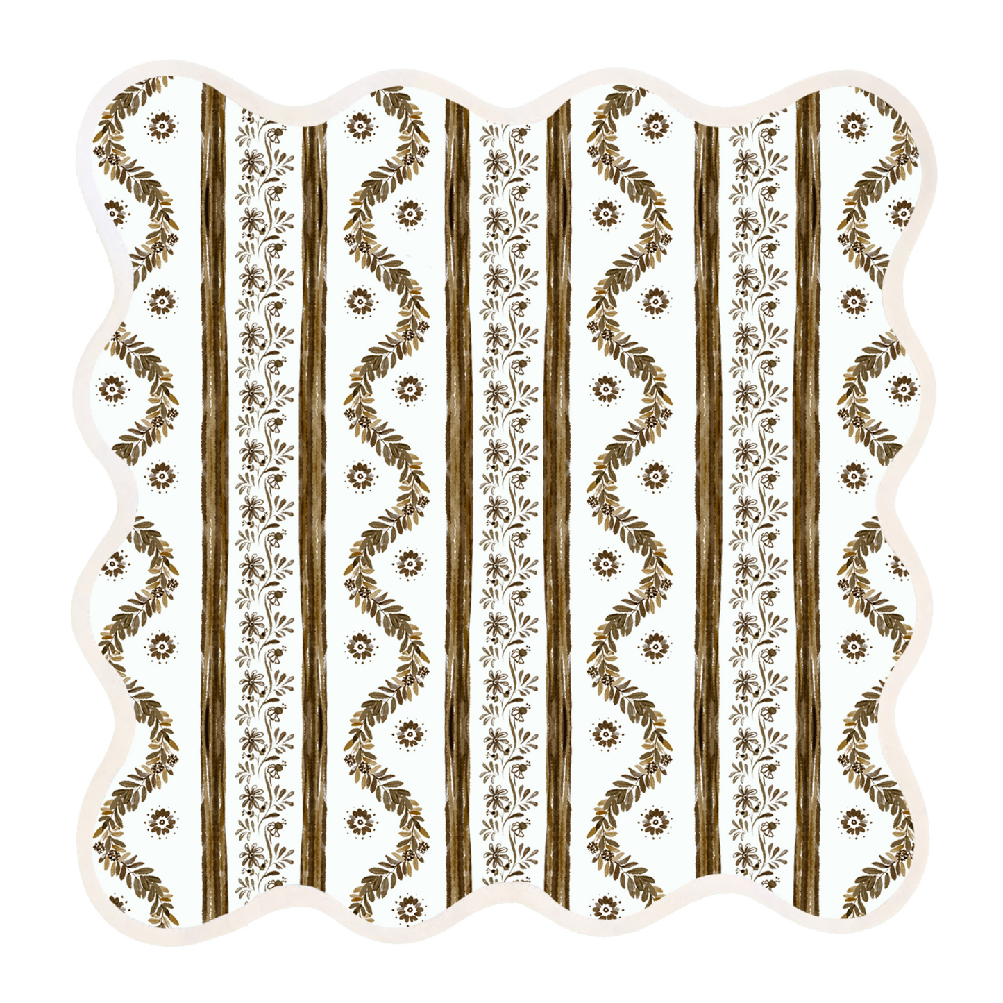 Square Scalloped Placemat, Boxwood Garden - Espresso