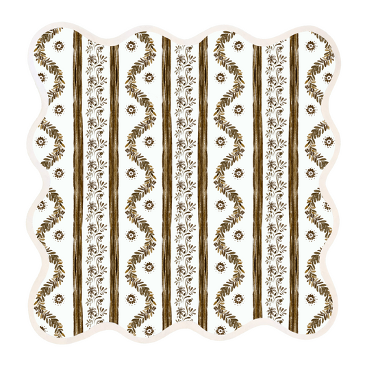 Square Scalloped Placemat, Boxwood Garden - Espresso