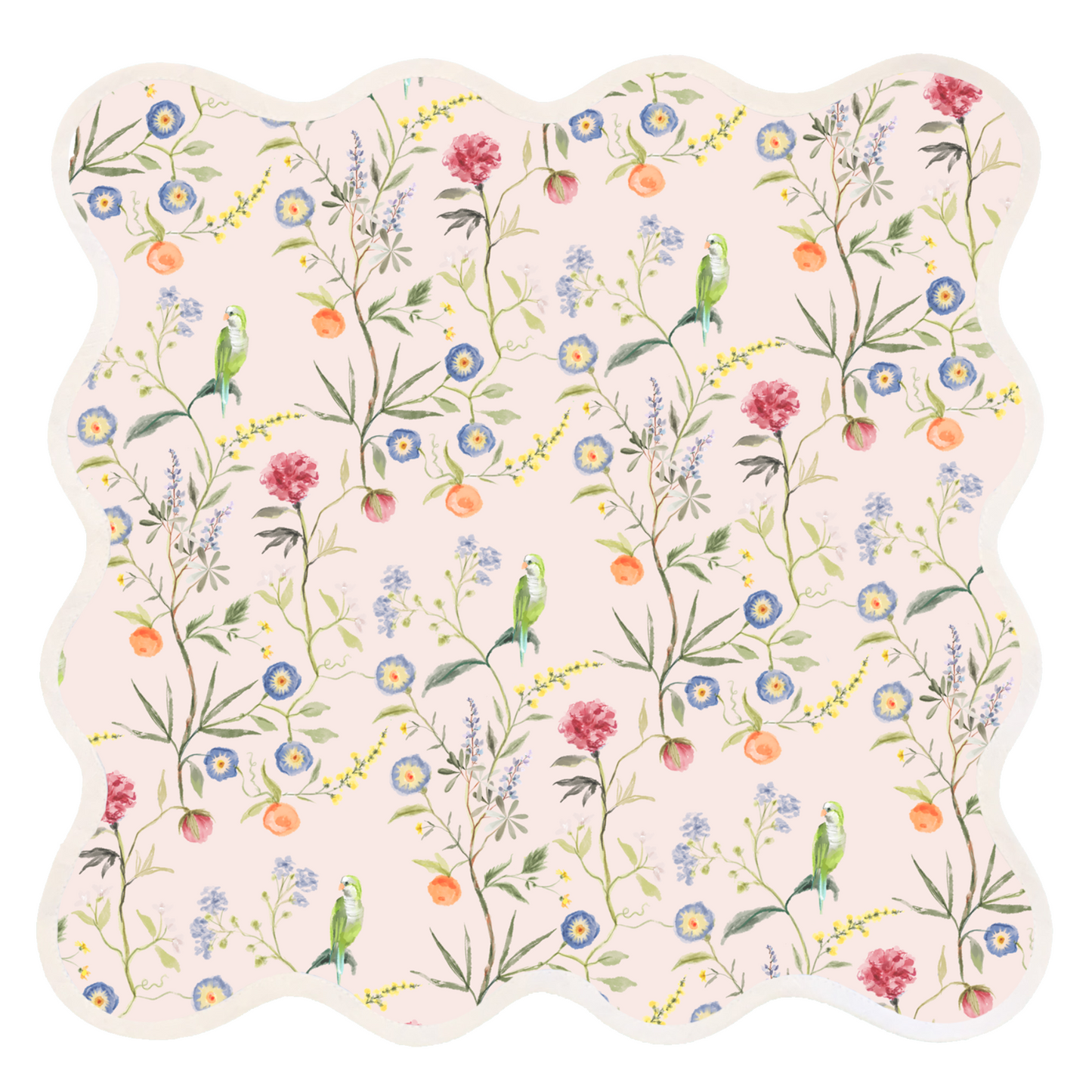 Square Scalloped Placemat, Jardin de Fleurs - Peony