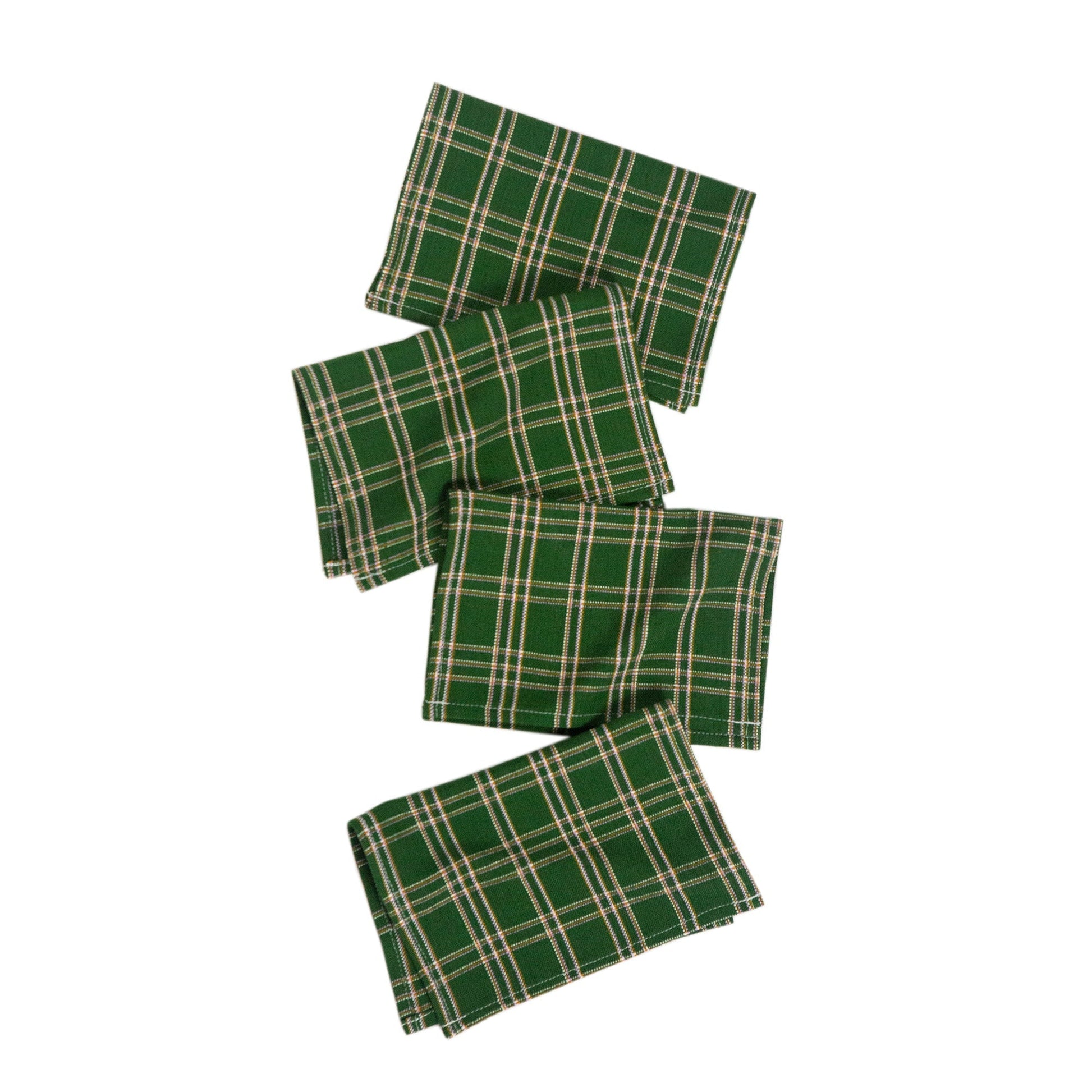 Archive New York Chiapas Plaid Forest Green Cocktail Napkins Set of 4 Kitchen Archive New York