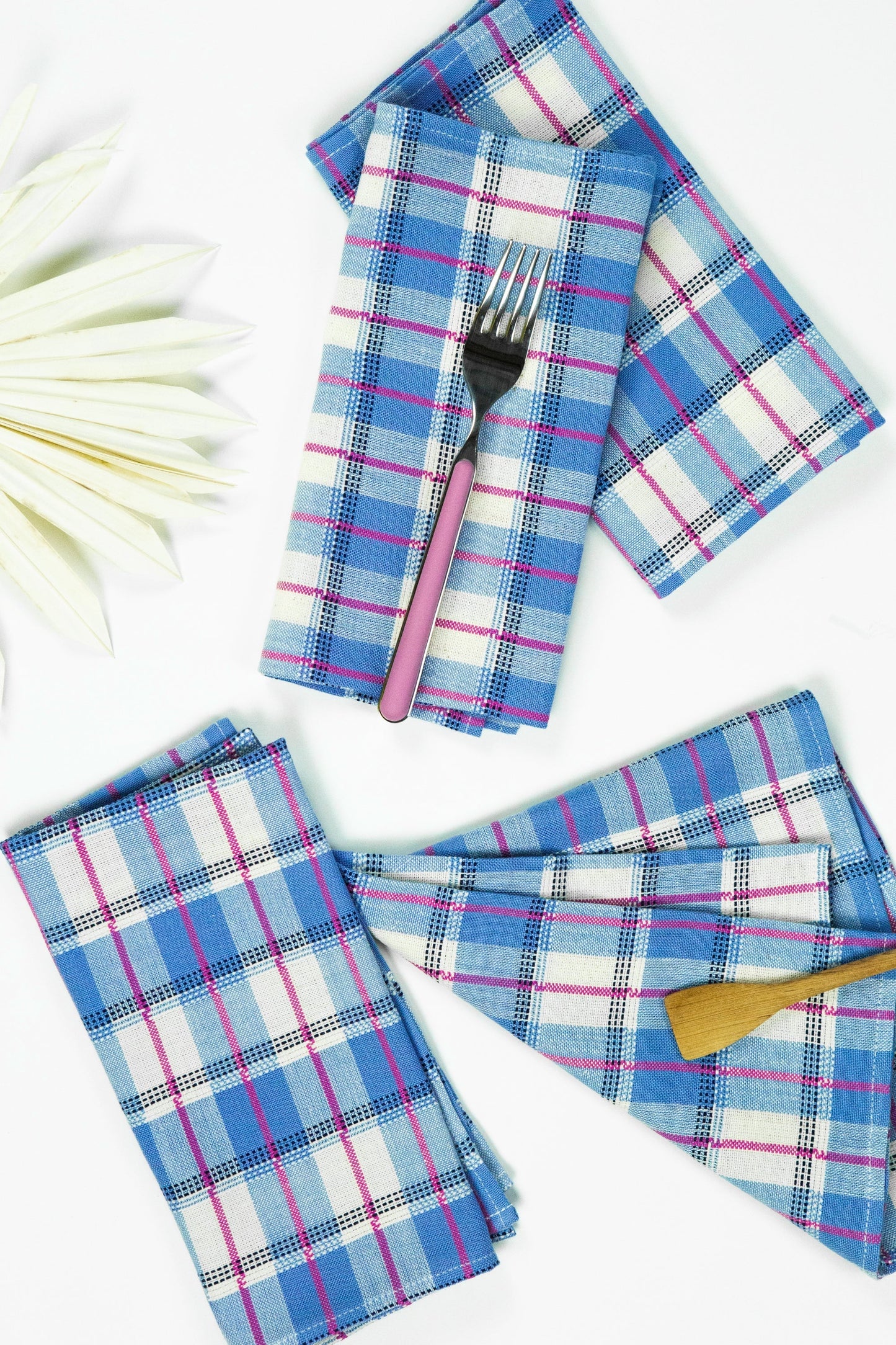 Archive New York San Andres Gingham Blue & White Napkins Kitchen Archive New York