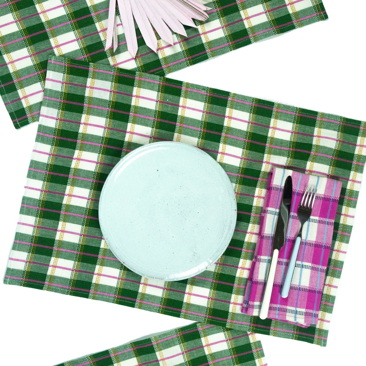 Archive New York San Andres Gingham Forest & White Placemat Archive New York