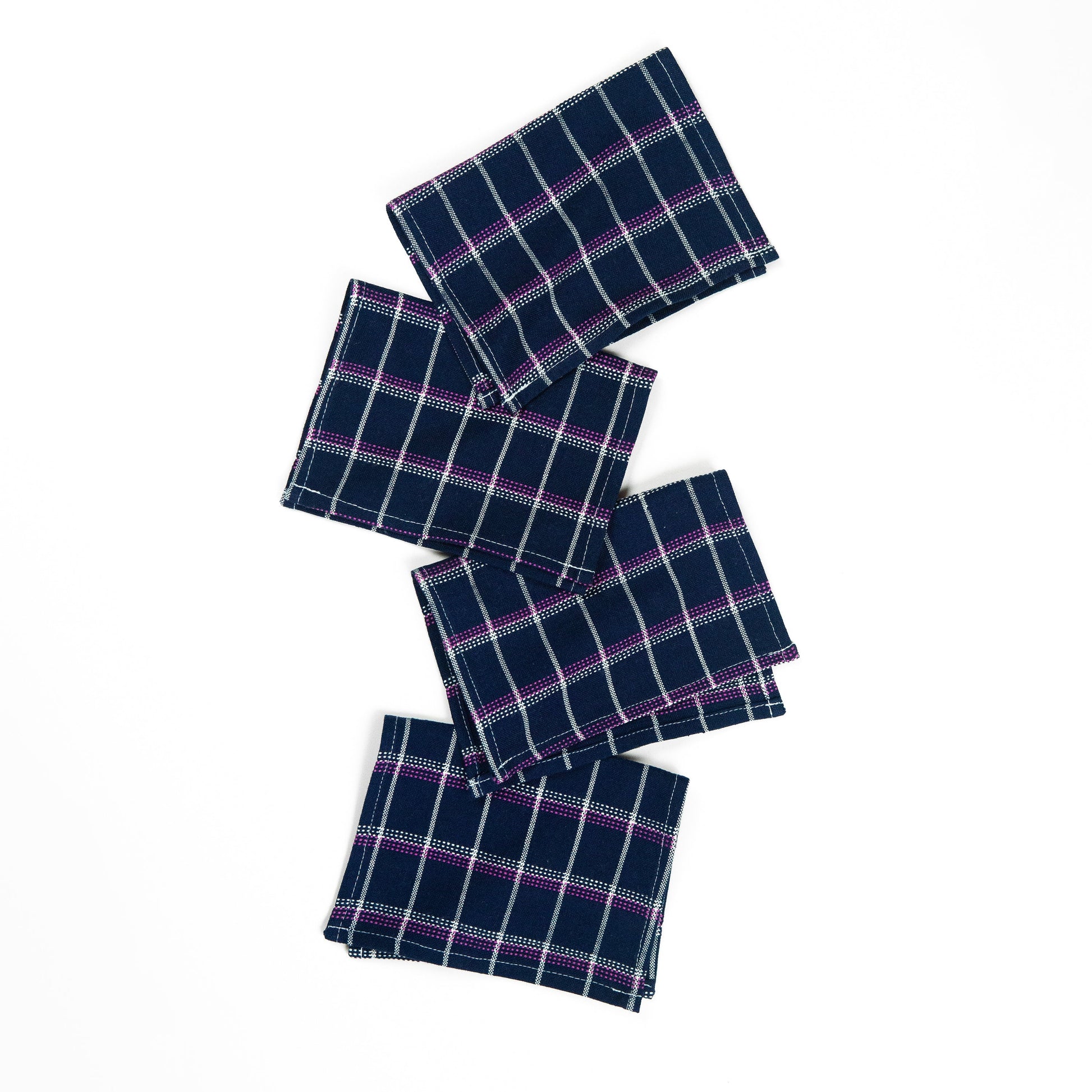 Archive New York San Lucas Plaid Navy Cocktail Napkins Set of 4 Kitchen Archive New York