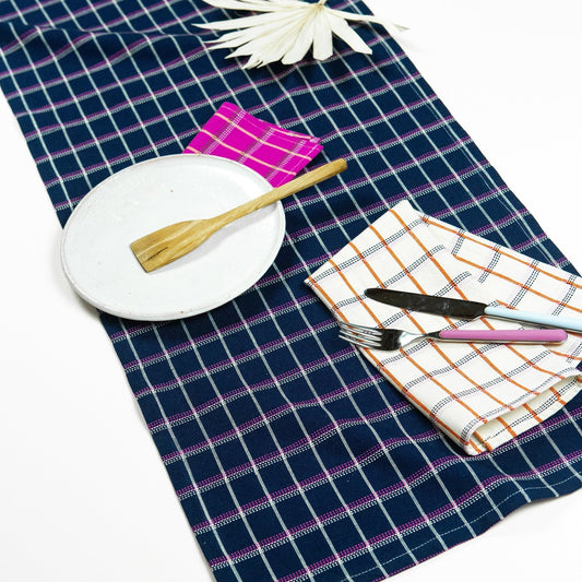 Archive New York San Lucas Plaid Navy Table Runner Kitchen Archive New York