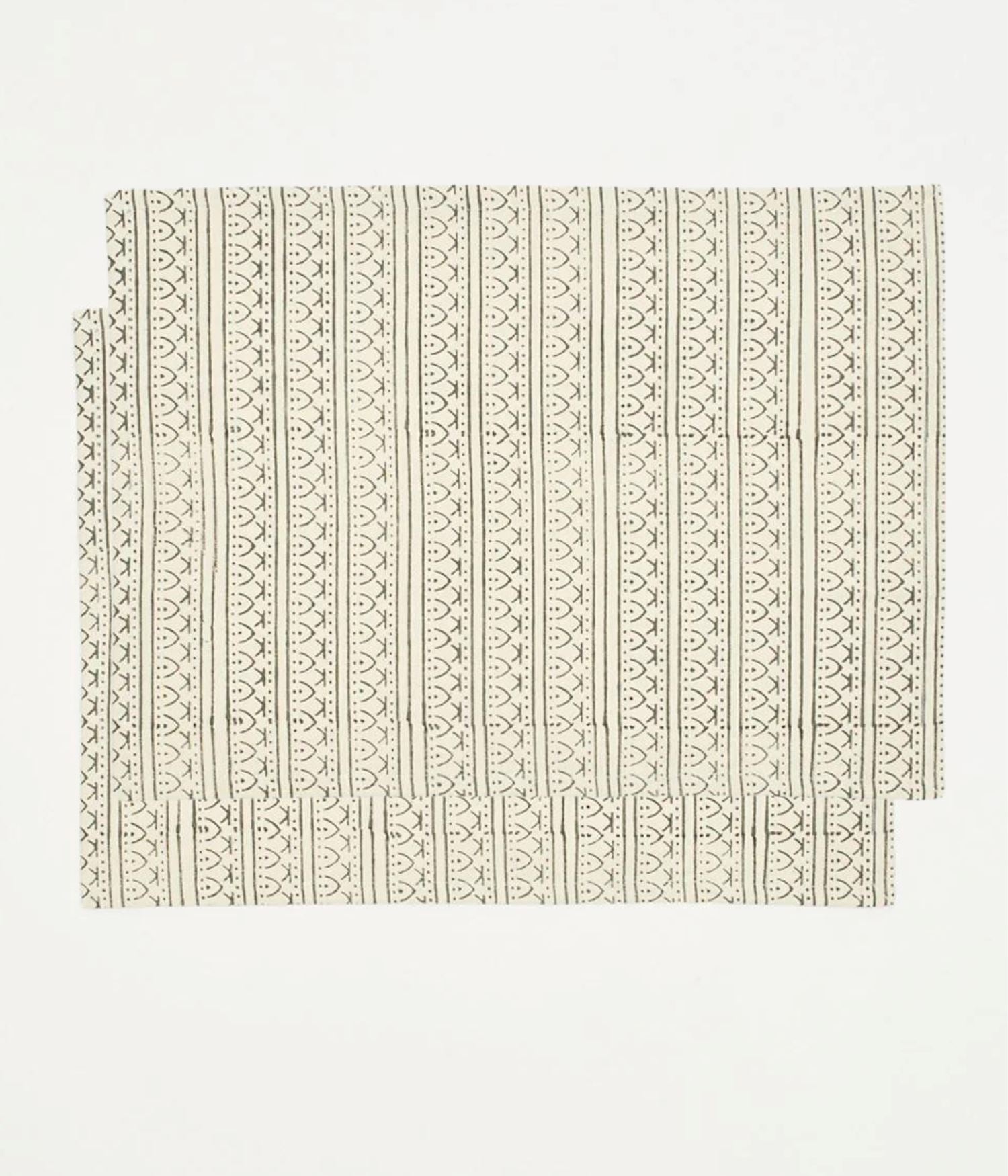 Block Print Graphic Placemat Set Table Linens Anchal Charcoal