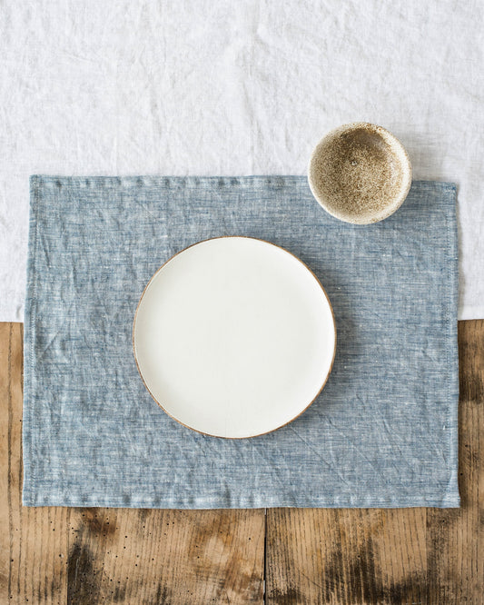 Blue melange linen placemat set of 2