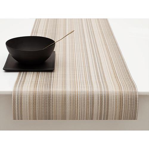 Chilewich: Multi Stripe Woven Vinyl 14" x 72" Table Runner CLEARANCE Placemats Chilewich Runner (14" x 72") Champagne Multi Stripe