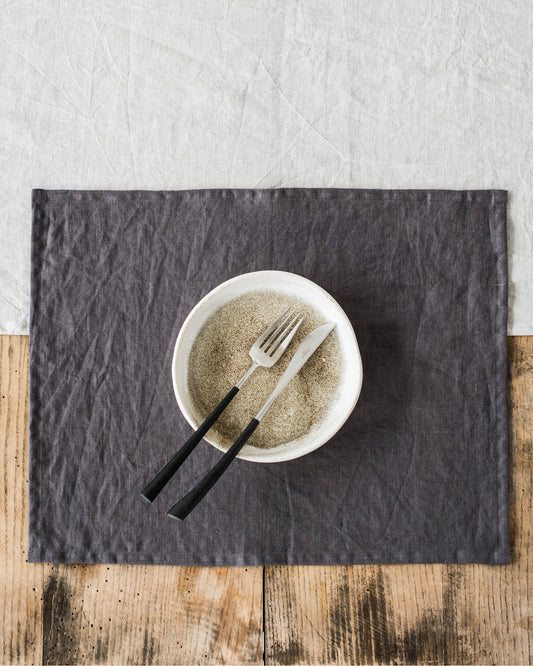 Charcoal gray linen placemat set of 2