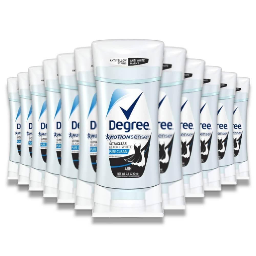 Degree -UltraClear Antiperspirant Deodorant, Black+White, Pure Clean Stick - 2.6 Oz - 12 Pack