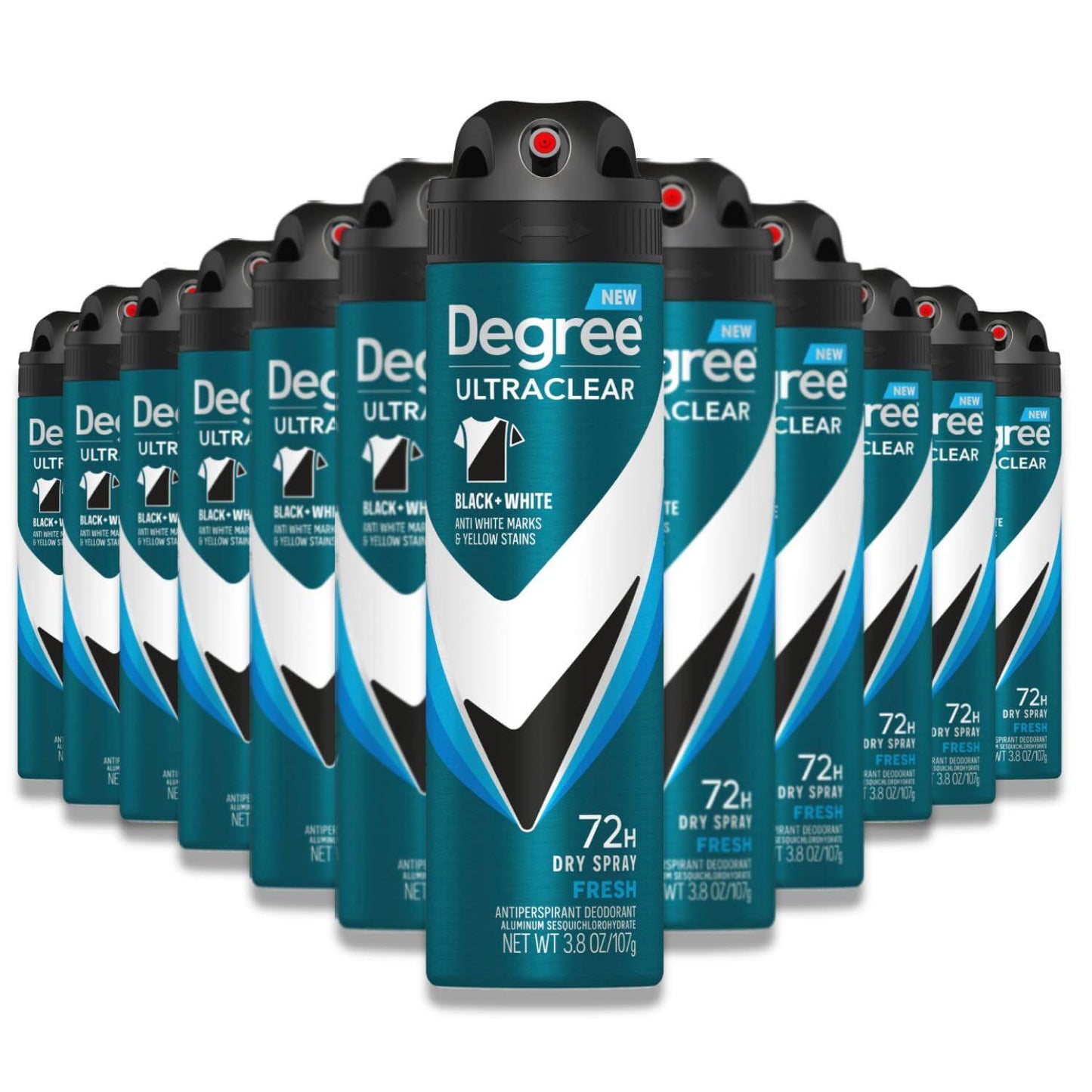 Degree  Antiperspirant Dry-Spray, Ultra Clear, Black & White - 3.8 oz - 12 Pack