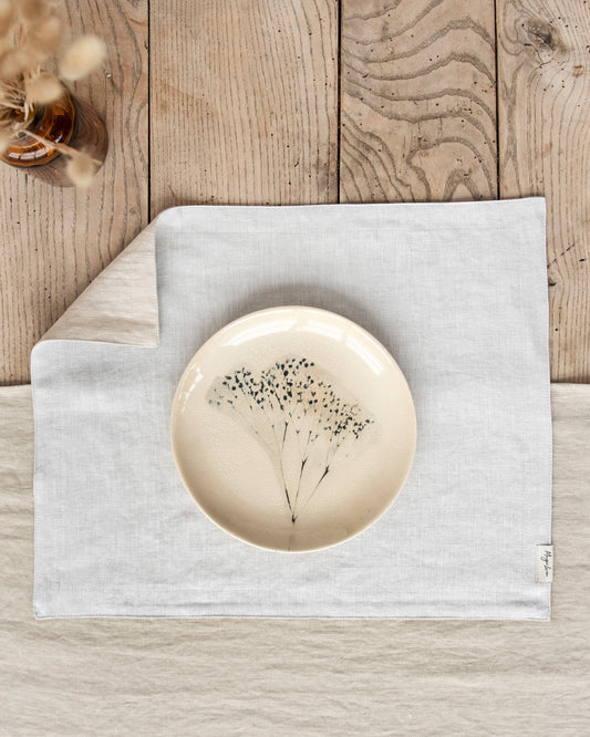 Double layer linen placemat set of 2 in Light gray