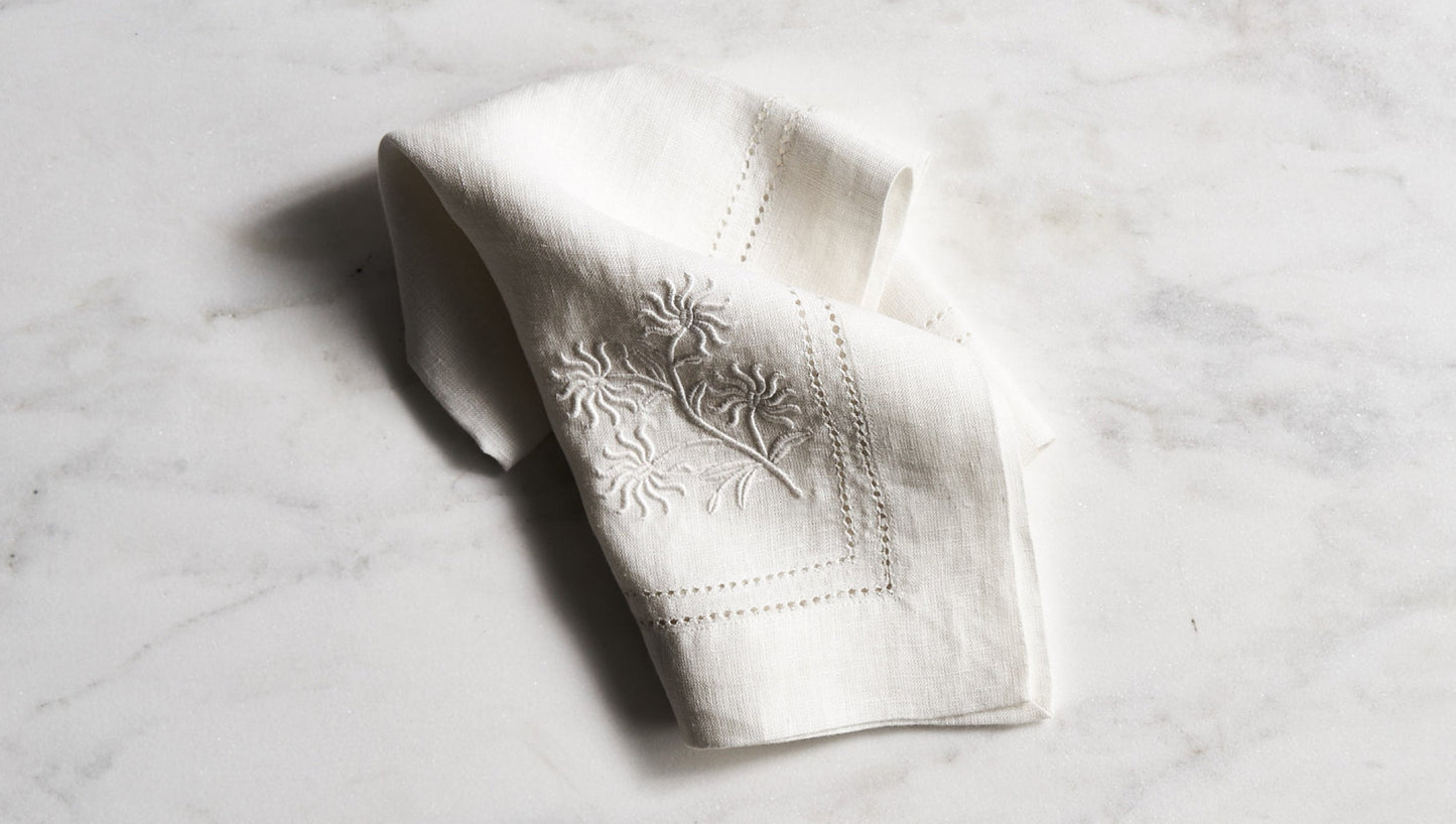 RW Guild Passiflora Embroidered Linen Napkin