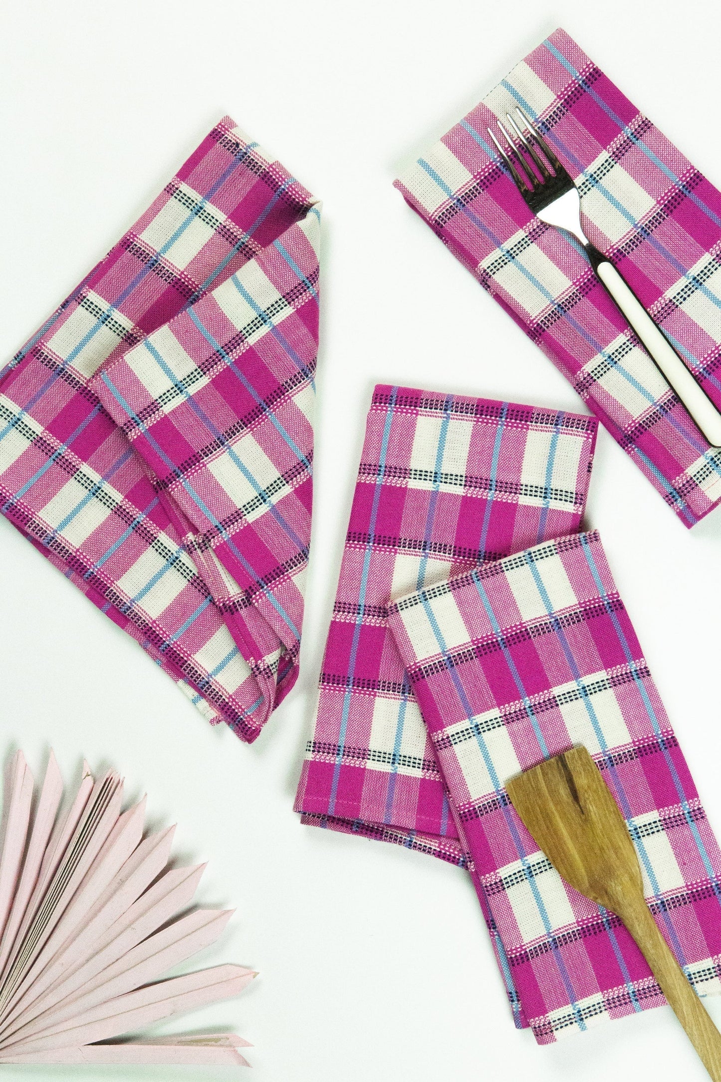 San Andres Gingham Napkin Set Cloth Napkins Archive New York Pink