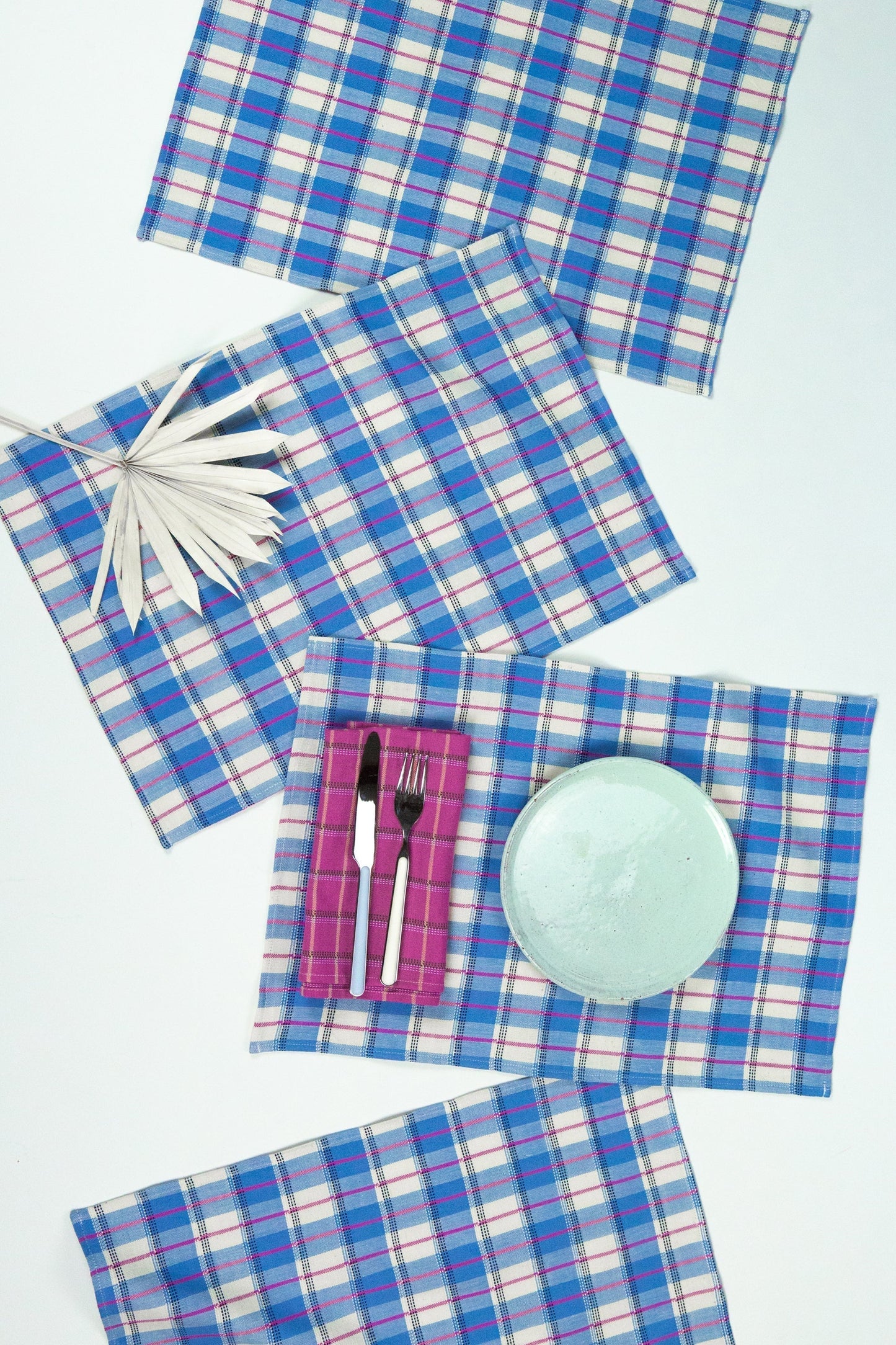 San Andres Gingham Placemat Set Placemats Archive New York Blue