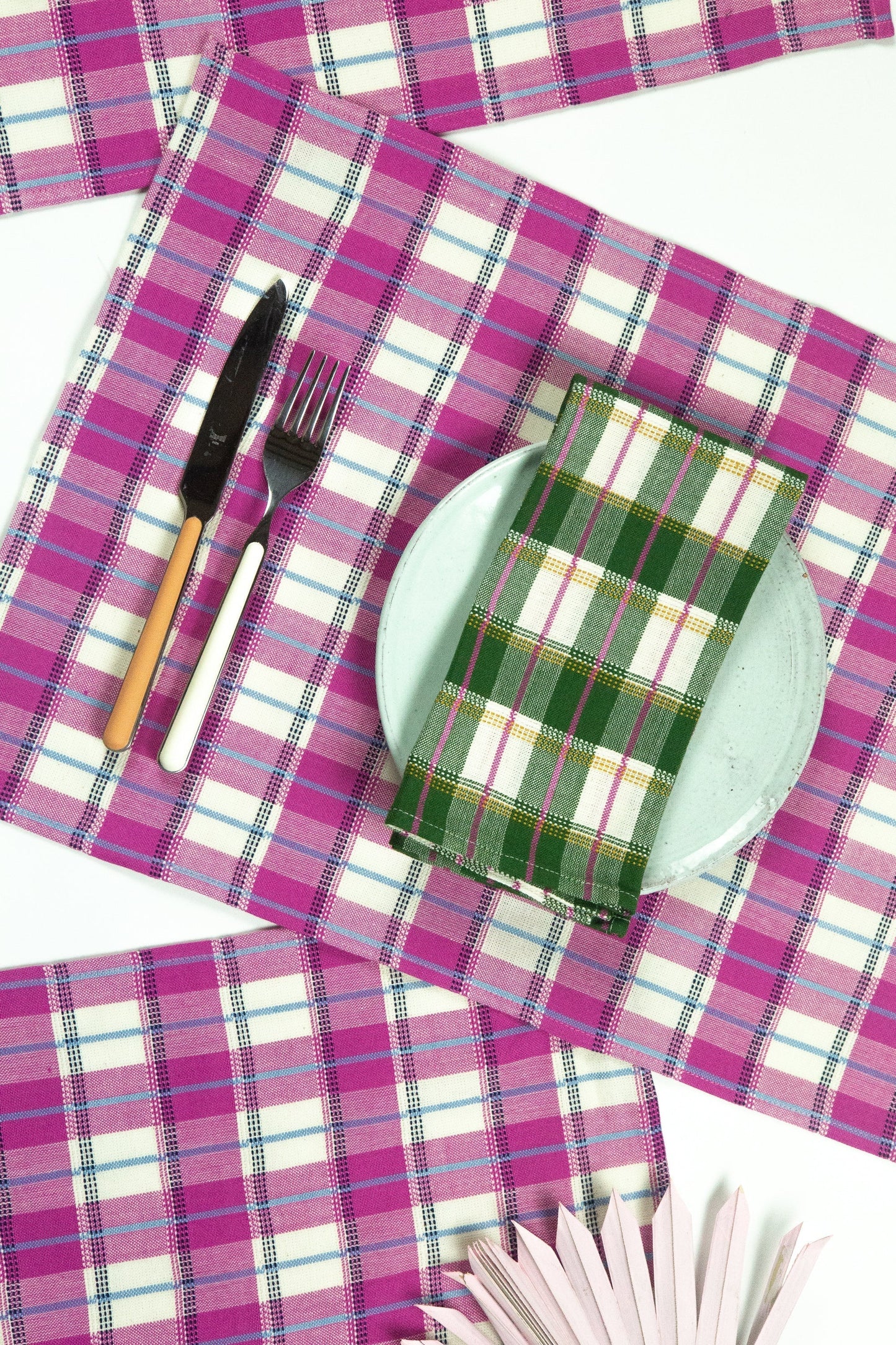 San Andres Gingham Placemat Set Placemats Archive New York Pink