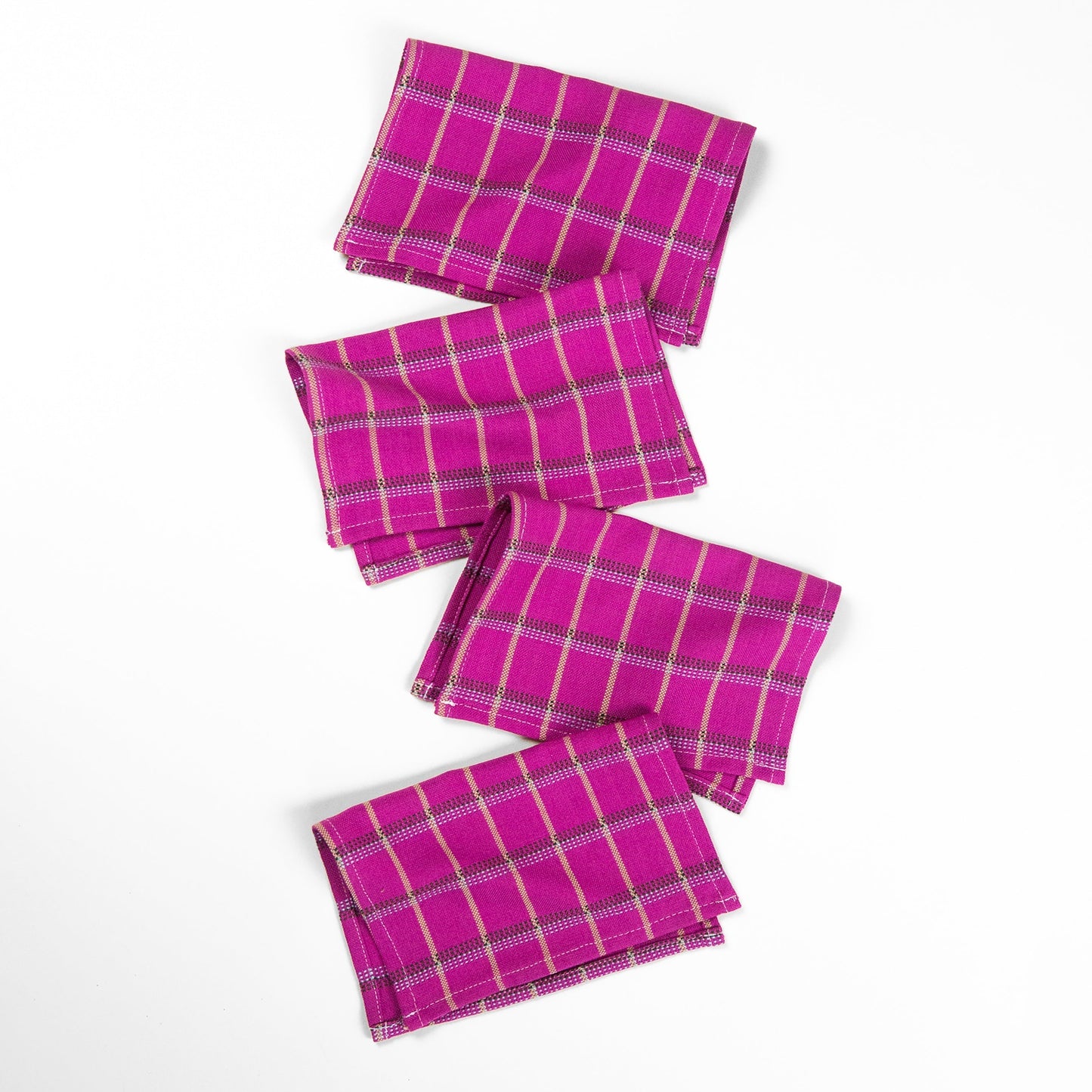 San Lucas Plaid Cocktail Napkin Set Cloth Napkins Archive New York Pink