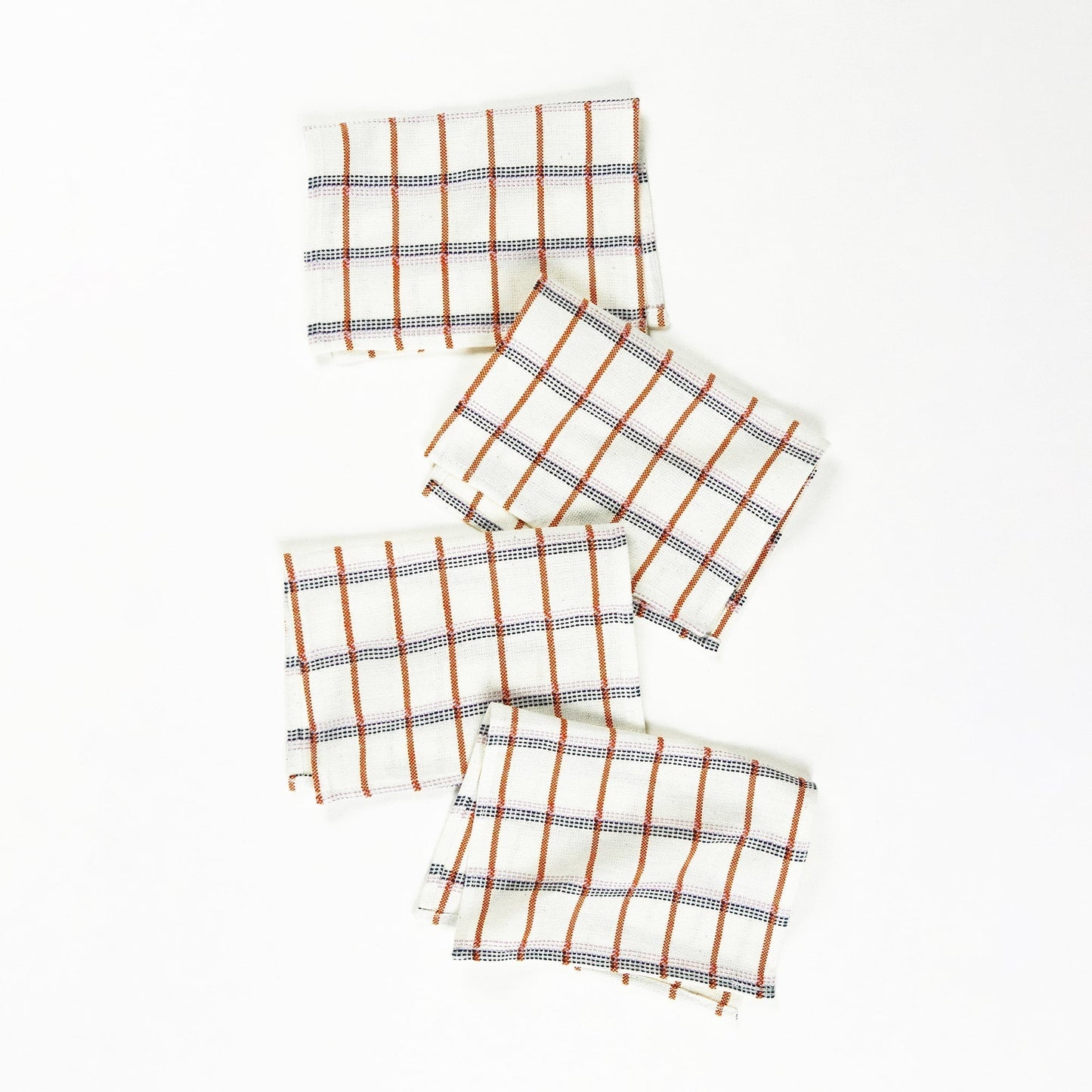 San Lucas Plaid Cocktail Napkin Set Cloth Napkins Archive New York White + Orange