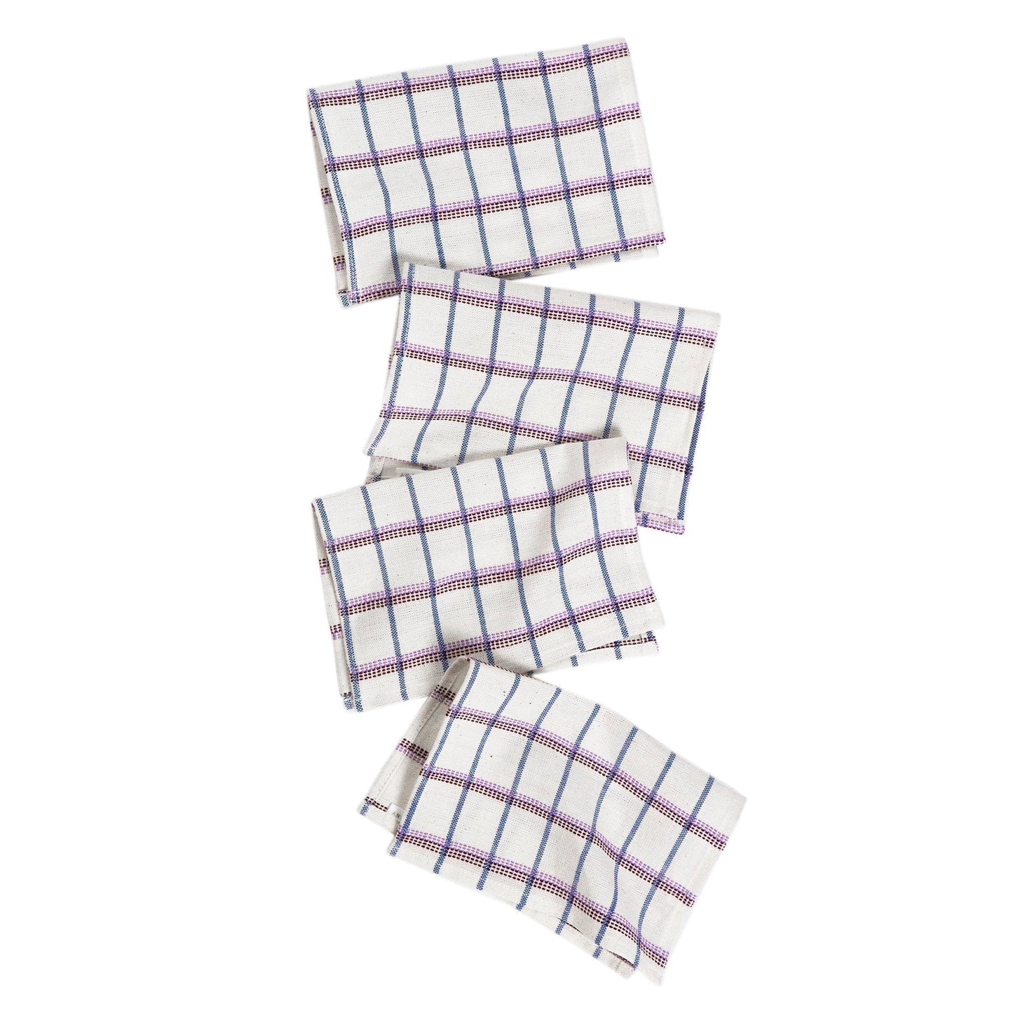 San Lucas Plaid Cocktail Napkin Set Cloth Napkins Archive New York White + Purple