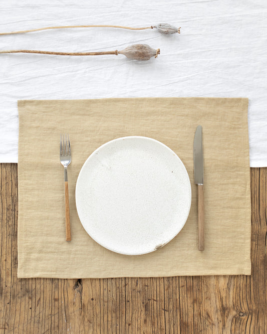 Sandy beige linen placemat set of 2