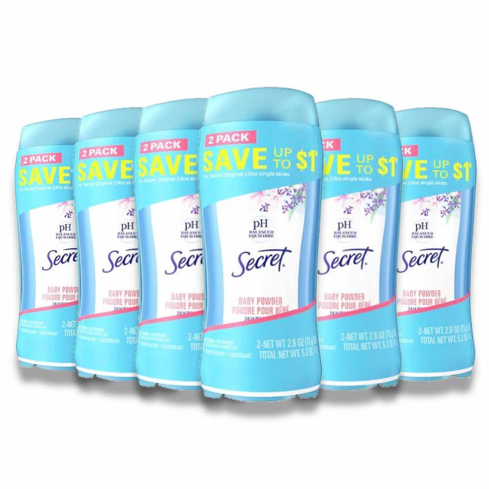 Secret  Anti-Perspirant Deodorant Invisible Solid Powder Fresh Twin Pack - 2.6 Oz - 6 Pack