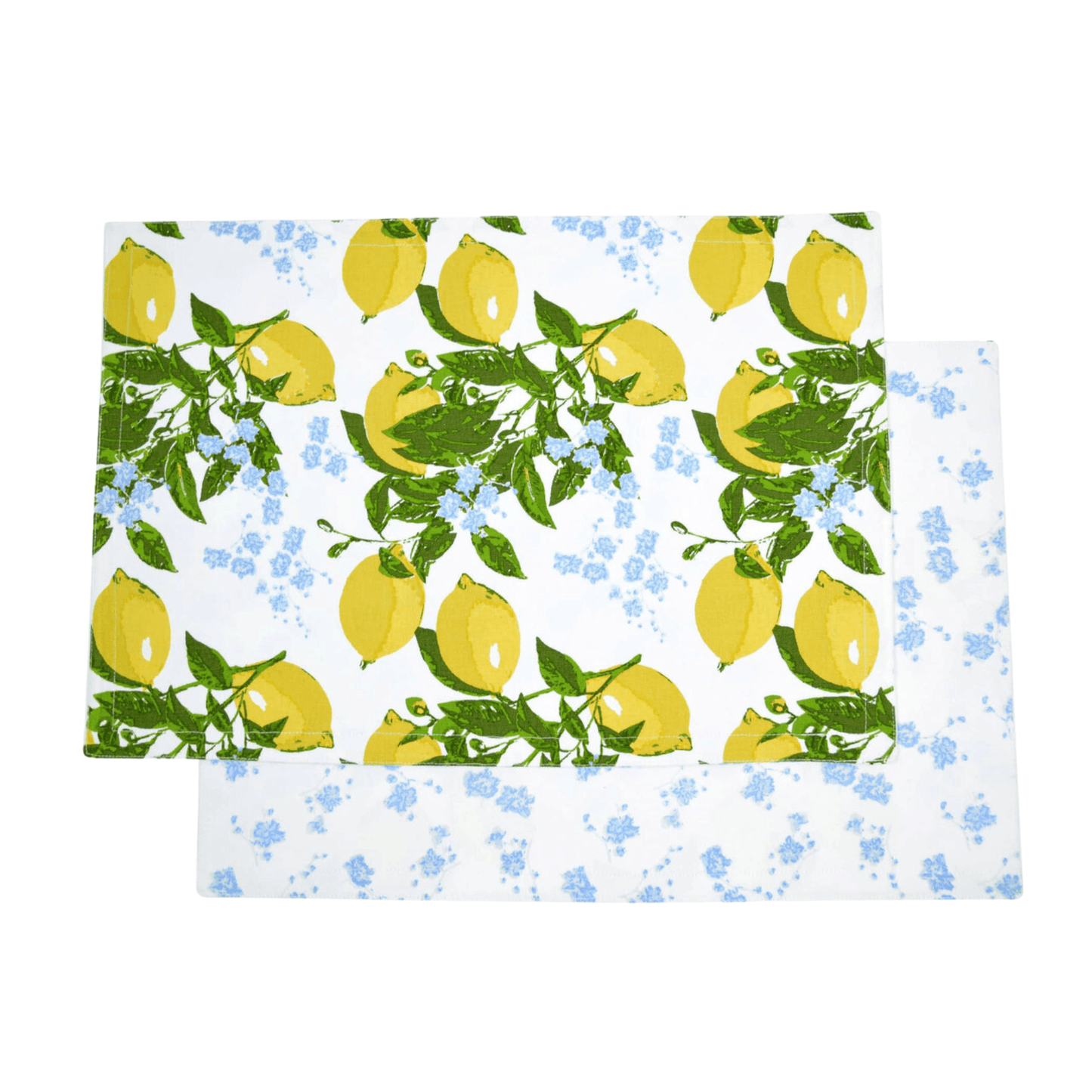 Set of Eight Lemon Floral Reversible Placemats