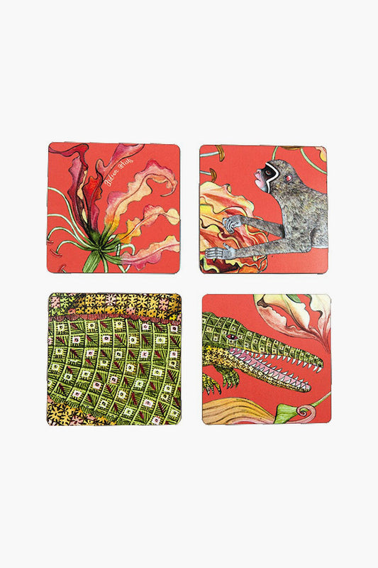 Coral Flame Lily Coasters (Set of 4)