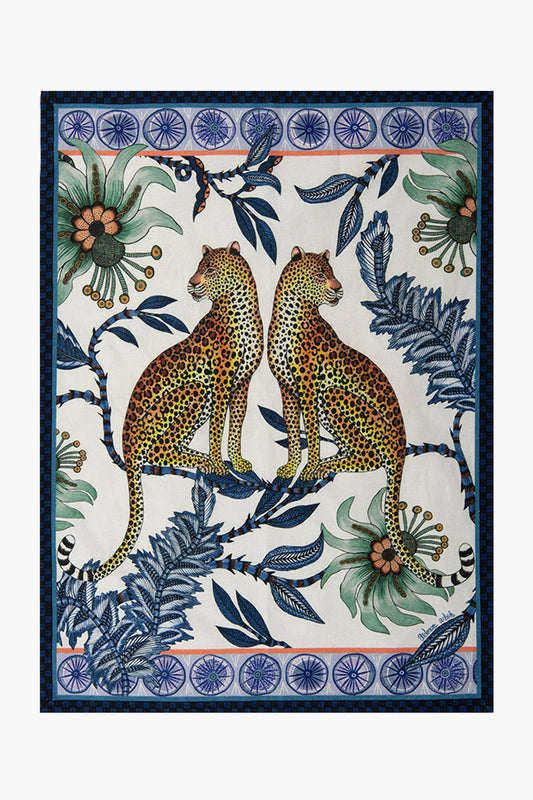 Tanzanite Lovebird Leopards Tea Towel